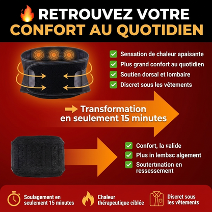 🔥 Ceinture Chauffante Thérapeutique | Dos, Lombaires & Bas-Ventre