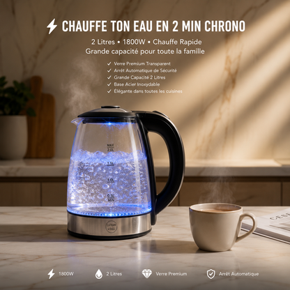 Bouilloire Électrique Premium en Verre 2 Litres