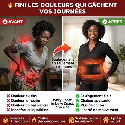 🔥 Ceinture Chauffante Thérapeutique | Dos, Lombaires & Bas-Ventre