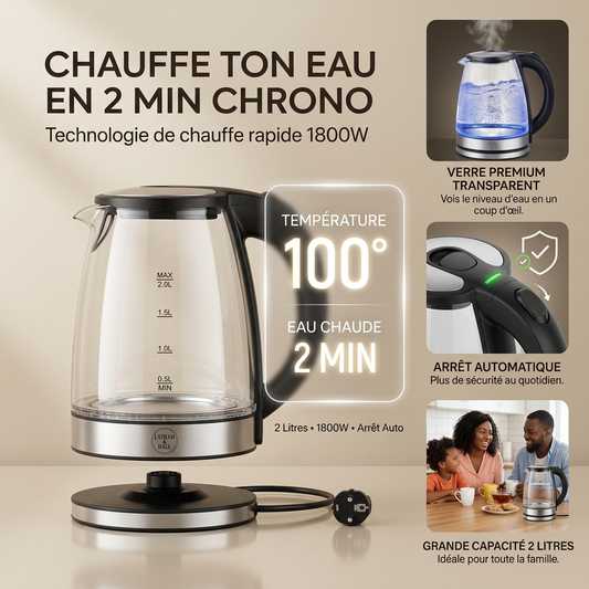 Bouilloire Électrique Premium en Verre 2 Litres