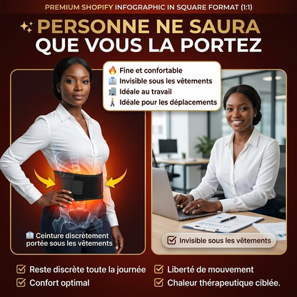 🔥 Ceinture Chauffante Thérapeutique | Dos, Lombaires & Bas-Ventre