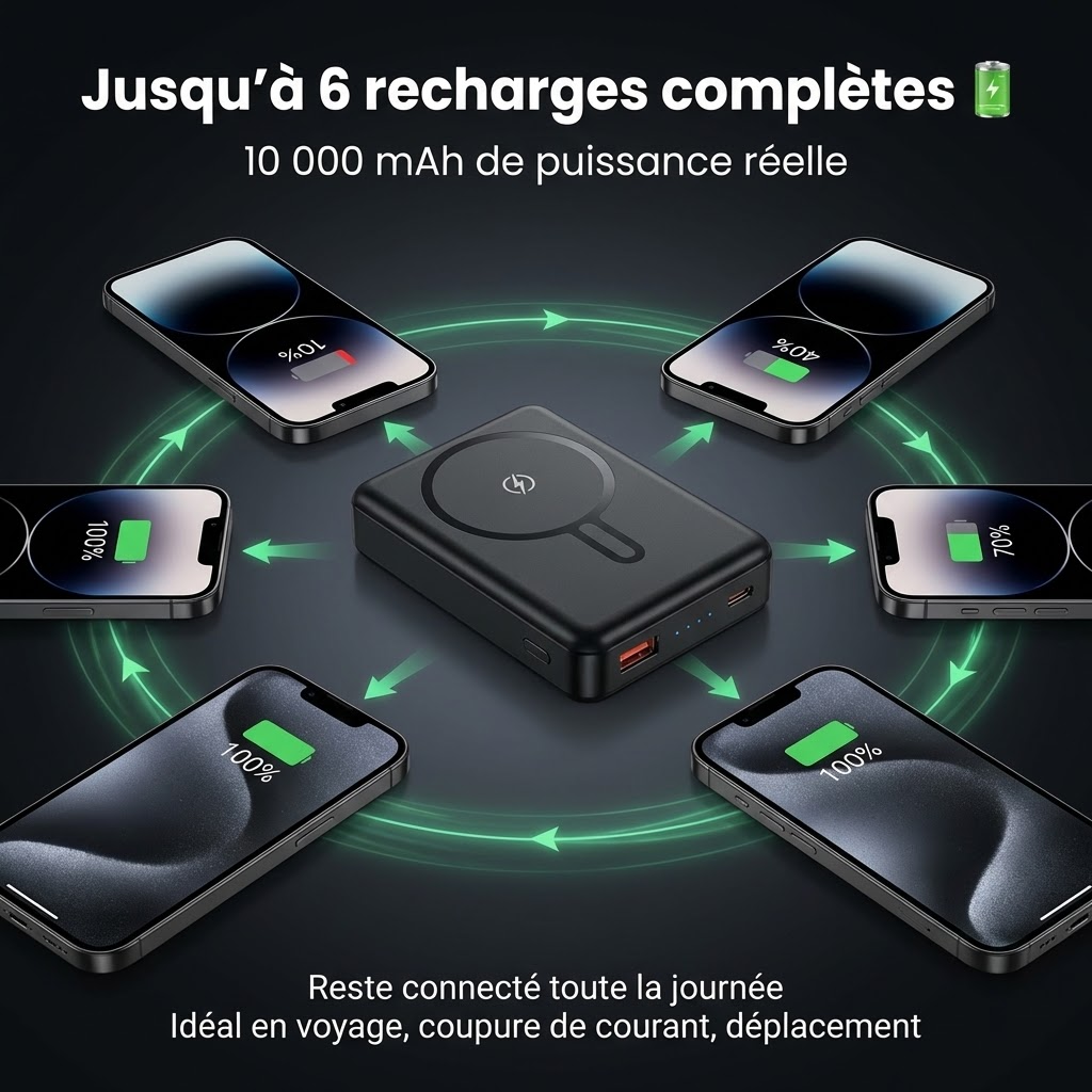 Power Bank Magnétique  + Écouteurs Sans Fil Offerts 🎁
