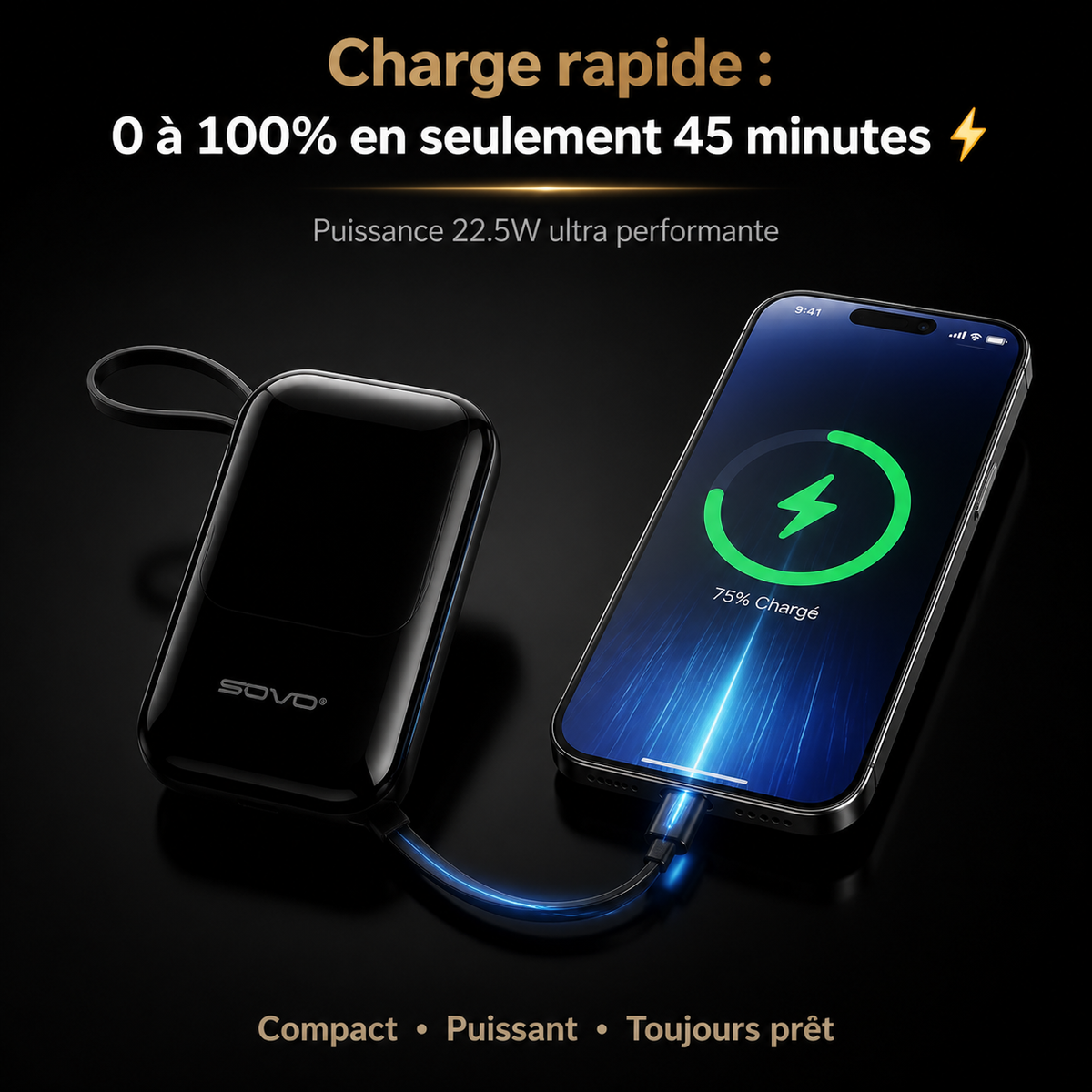 Powerbank sovo PD39 + écouteur sans fil offert