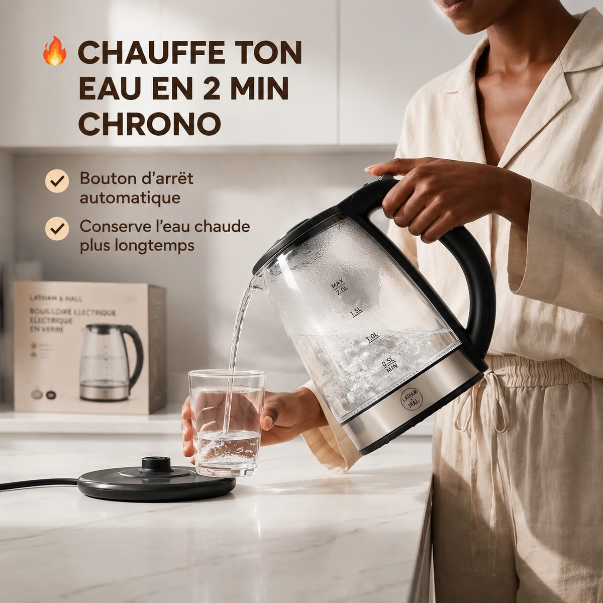 Bouilloire Électrique Premium en Verre 2 Litres
