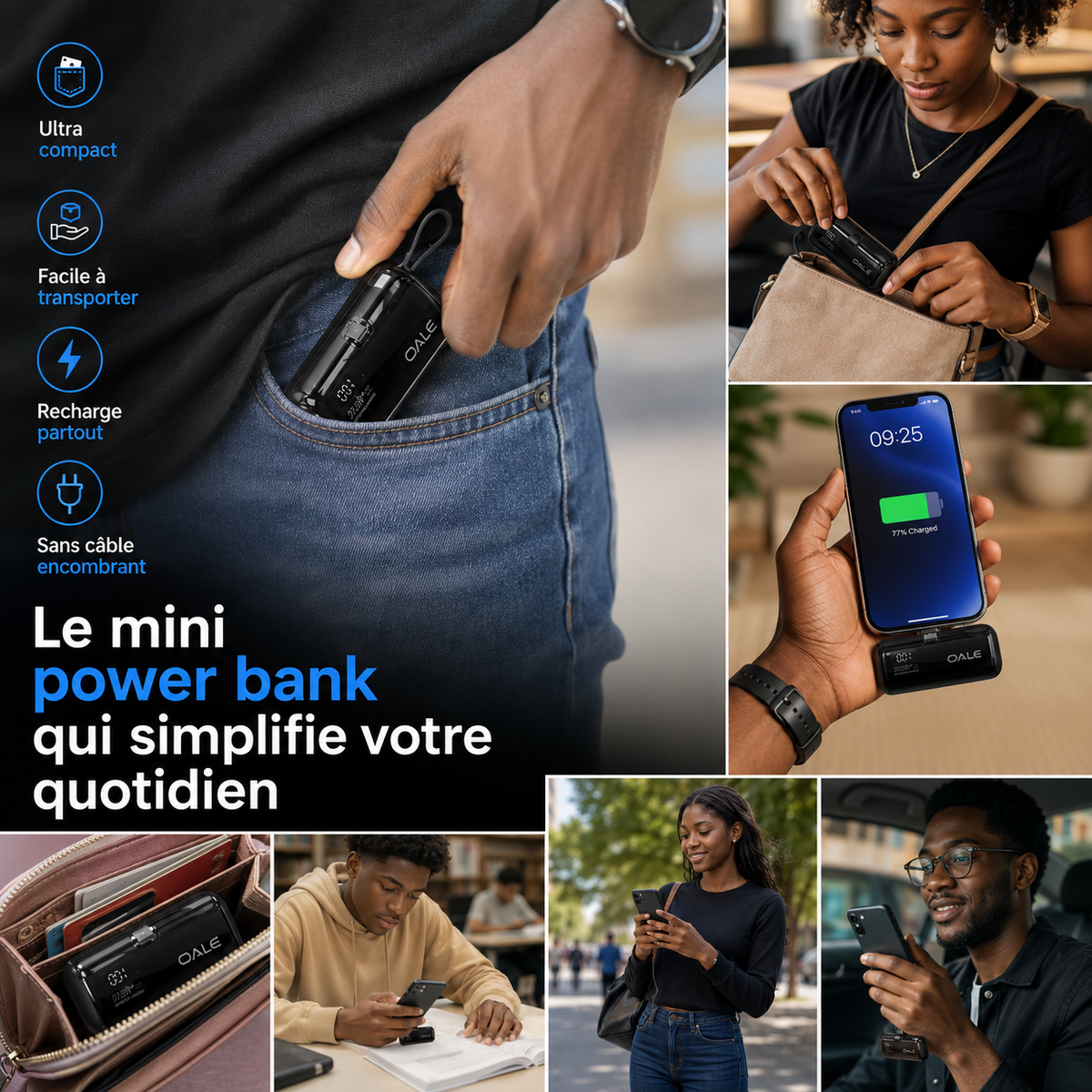 Powerbank OALE Ultra Rapide + Écouteur Sans Fil Offert