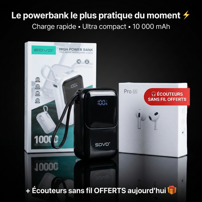 Powerbank sovo PD39 + écouteur sans fil offert