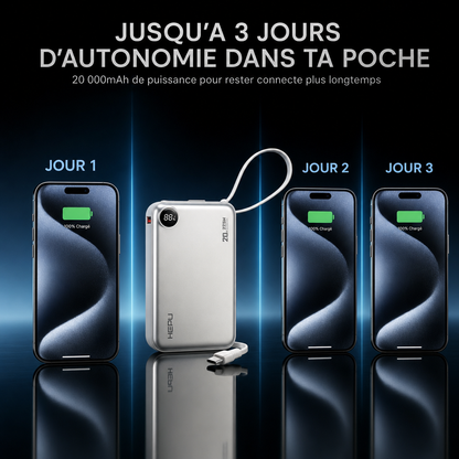 Powerbank HEPU Ultra Rapide 20 000 mAh + Écouteur Sans Fil Offert