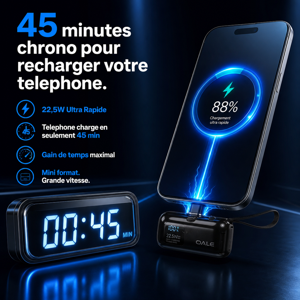 Powerbank OALE Ultra Rapide + Écouteur Sans Fil Offert