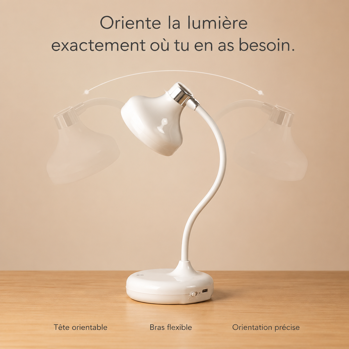 Lampe de Bureau LED Premium – 3 Modes d'Éclairage & 8 h d'Autonomie