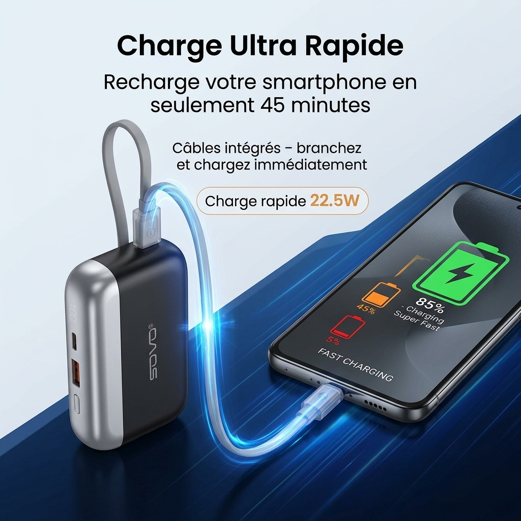 Powerbank sovo Ultra Rapide + Écouteur Sans Fil Offert